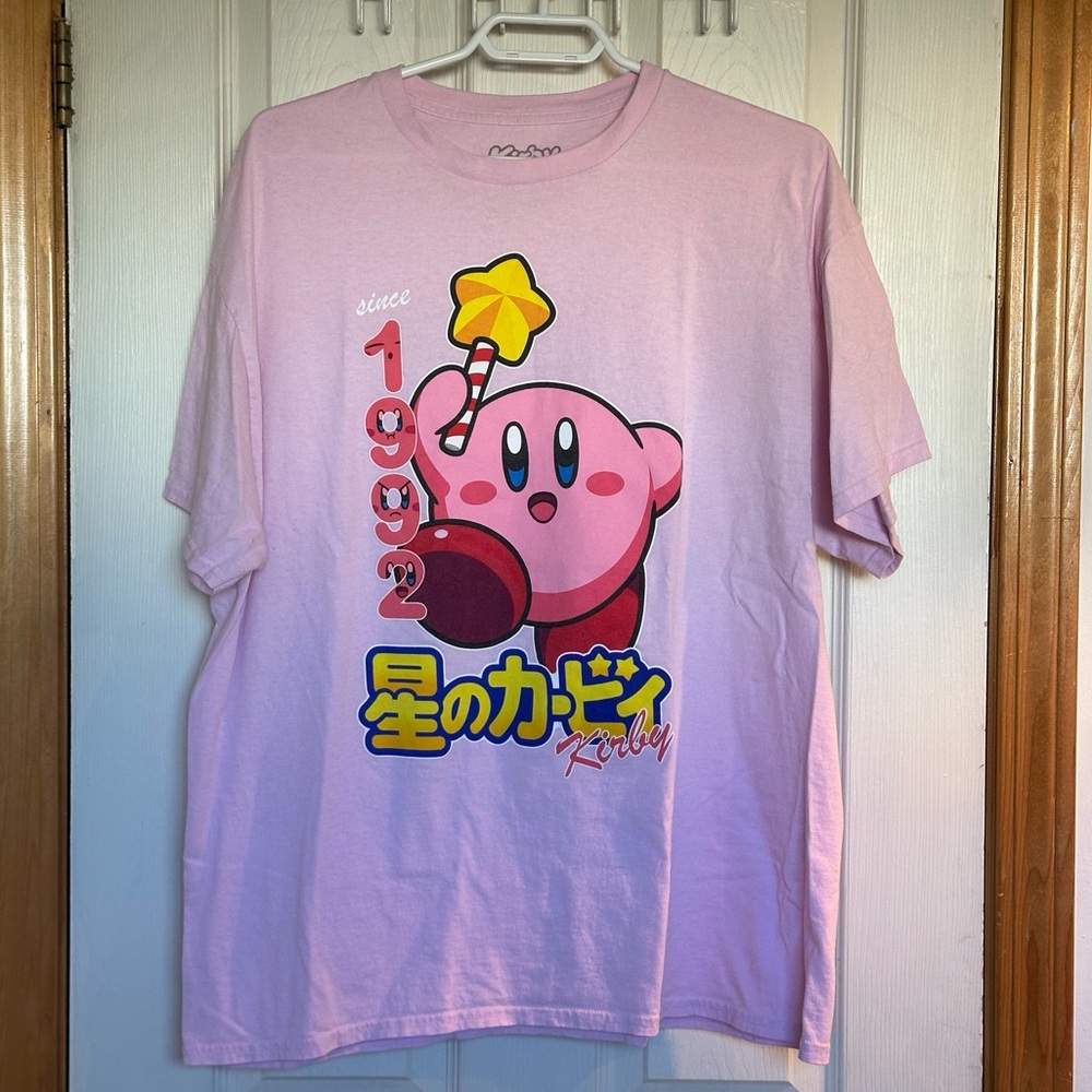 Ladies Pink Kirby Graphic T-Shirt , size XL